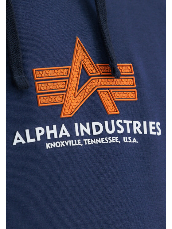 Alpha Industries Alpha Industries Bluza Basic Big Logo Rubber Hoodie Granatowy Regular Fit