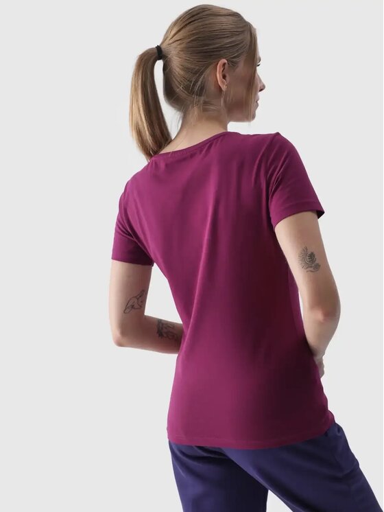 4F 4F Tričko 4FWMM00TTSHF1845-51S Fialová Slim Fit