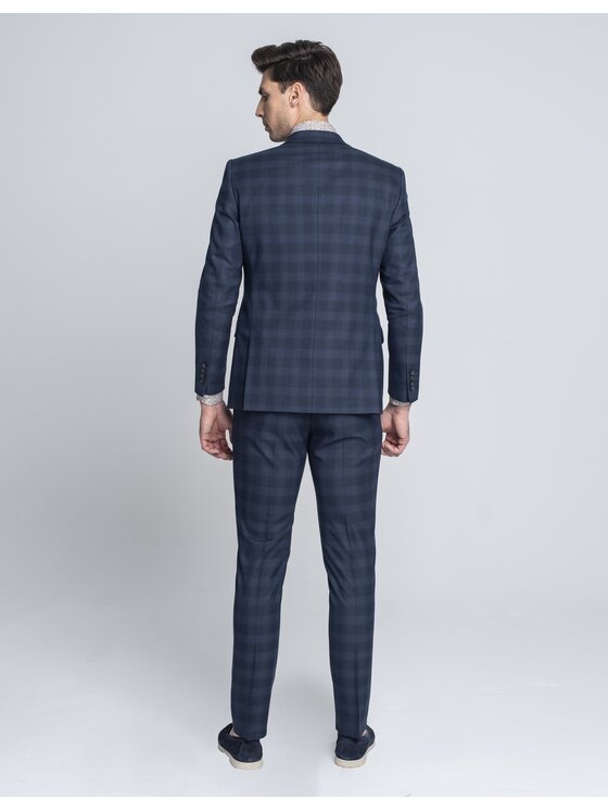 Borgio Borgio Marynarka strano_g Granatowy Slim Fit
