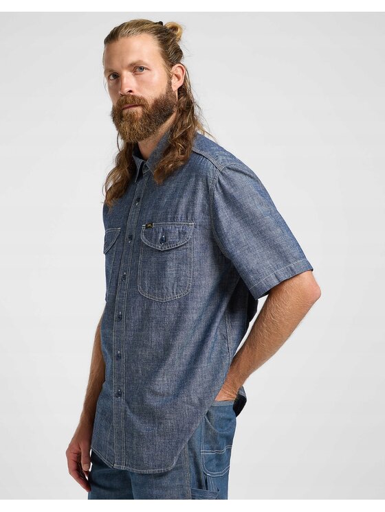 Lee Lee Koszula 101 SS Worker Shirt Niebieski Relaxed Fit