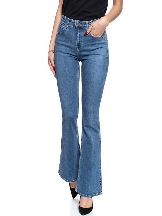 Lee Lee Jeansy FLARE Niebieski Skinny Fit