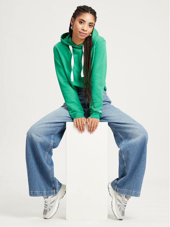 Cross Jeans Cross Jeans Bluza 65404-645 Zielony Hoodie Fit