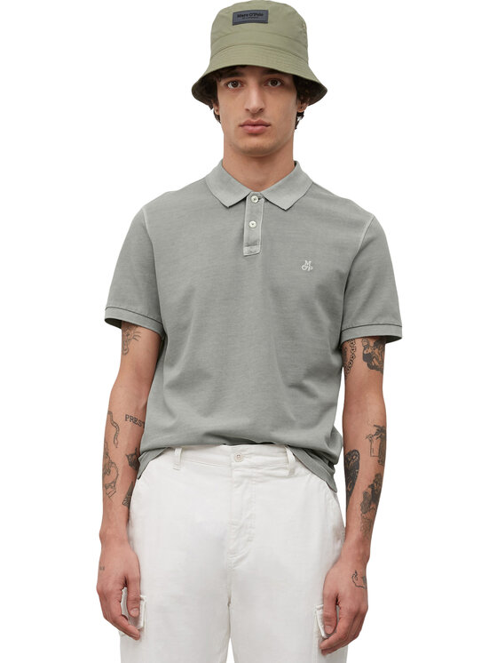 Marc O'Polo Marc O'Polo Тениска с яка и копчета B21226653000 Сив Regular Fit