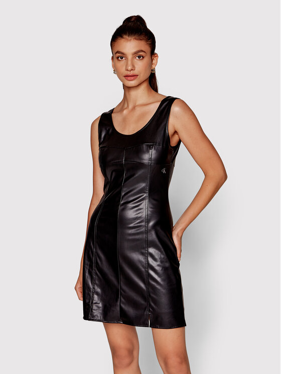Calvin Klein Jeans Calvin Klein Jeans Sukienka z imitacji skóry J20J218956 Czarny Regular Fit