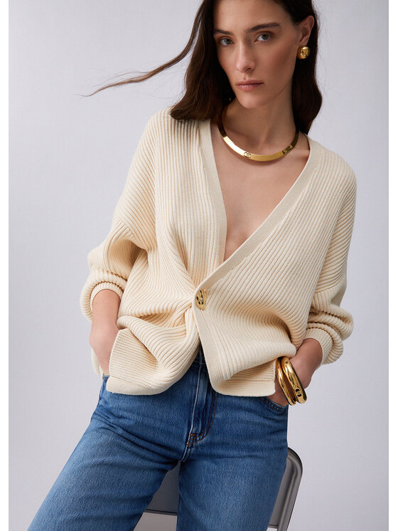 Liu Jo Liu Jo Kardigan CA6194MS042P9572 Kremowy Loose Fit