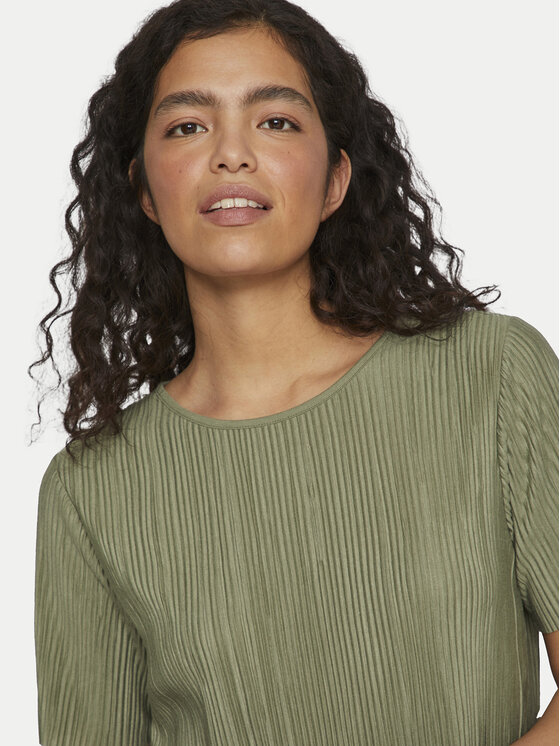 Vila Vila T-shirt Plisa 14089481 Zelena Regular Fit