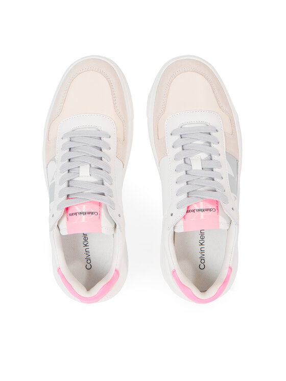 Calvin Klein Jeans BASKET CUPSOLE LOW MIX Blanc / Rose - Livraison