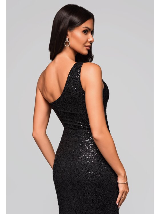 Ombre Ombre Sukienka wieczorowa LA-OM-DLR225 Czarny Regular Fit