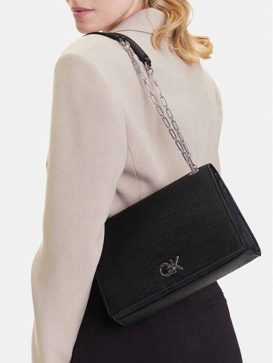 Calvin Klein Calvin Klein Rankinė Ck Medium Conv Chain Bag_Tex K60K613177 Juoda