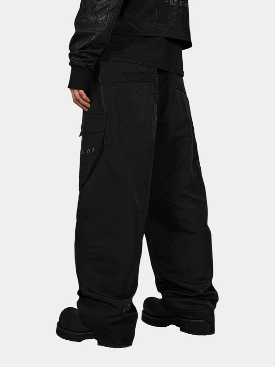 MADE BY SOCIETY MADE BY SOCIETY Spodnie materiałowe Pantaloni WIDE LEG - P17741 Czarny Basic Fit