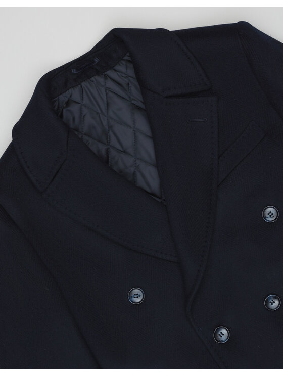 Borgio Borgio Płaszcz wełniany sortino_g Granatowy Slim Fit