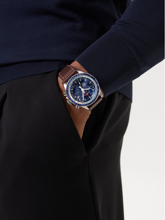 Timex Timex Ročna ura Fly Back Chronograph x Pan Am® TW2W97200 Rjava