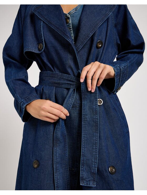 Lee Lee Kurtka jeansowa Denim Trench Coat Home Bound Niebieski Regular Fit