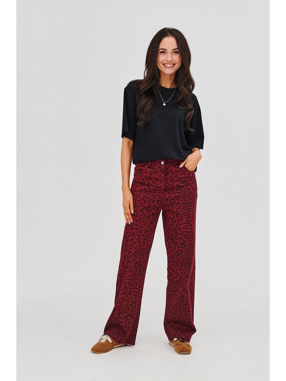 NAOKO NAOKO Jeansy Ruby Roar Bordó Regular Fit