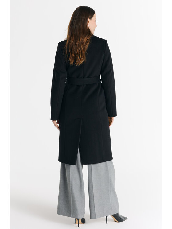 Salme Salme Vlněný kabát Verona midi Černá Regular Fit