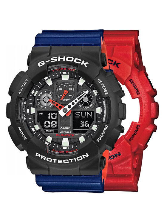 Casio Casio Zegarek SET GA-100B-4AER + BEZEL 10508136 + PASEK 10527467 Czerwony