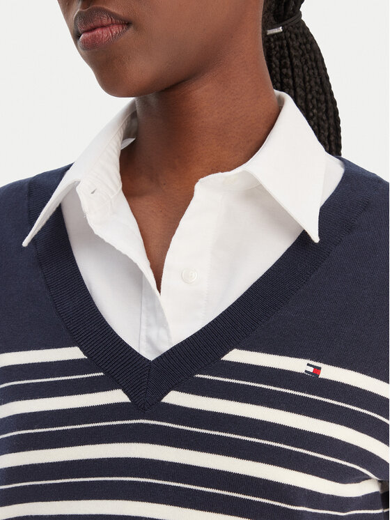 Tommy Hilfiger Tommy Hilfiger Sweter WW0WW40098 Granatowy Regular Fit