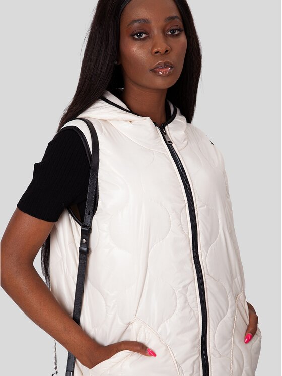 Perso Perso Bezrękawnik BLE225302F Beżowy Regular Fit