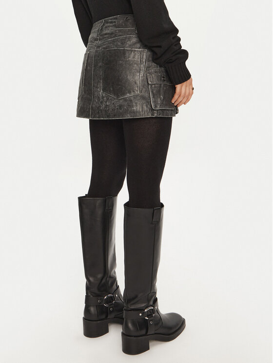 One Teaspoon One Teaspoon Usnjeno krilo 26597 Siva Regular Fit