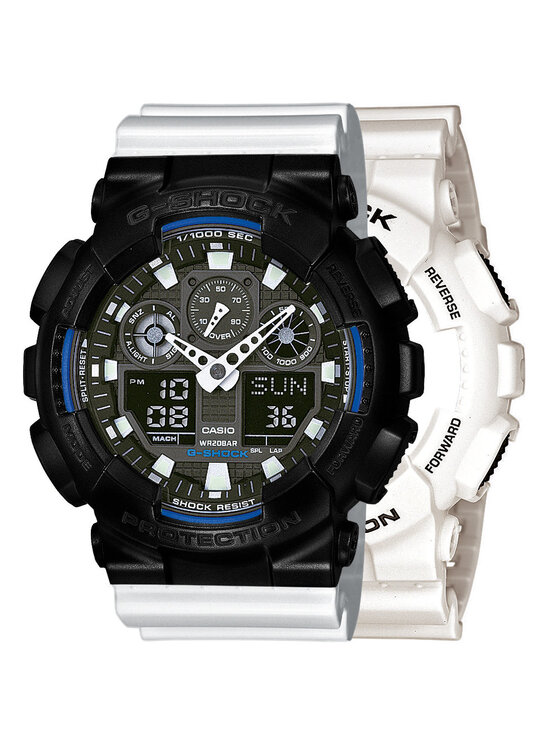 Casio Casio Zegarek SET GA-100B-7AER + BEZEL 10523429 + PASEK 10347710 Biały