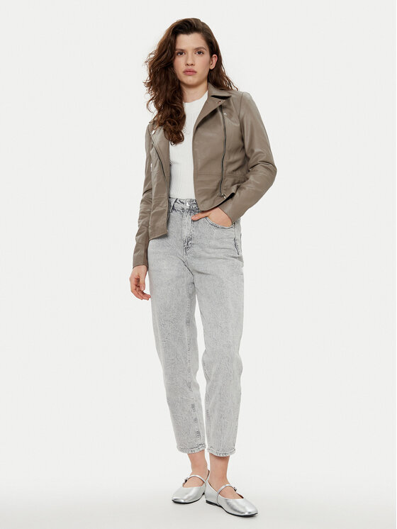 YAS YAS Шкіряна куртка Sophie 26018510 Сірий Regular Fit