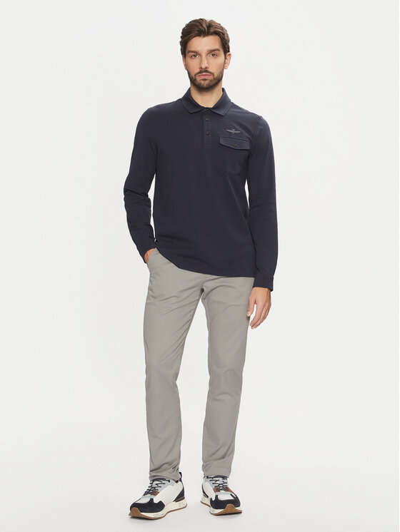Aeronautica Militare Aeronautica Militare Тениска с яка и копчета 242PO1827J612 Тъмносин Regular Fit