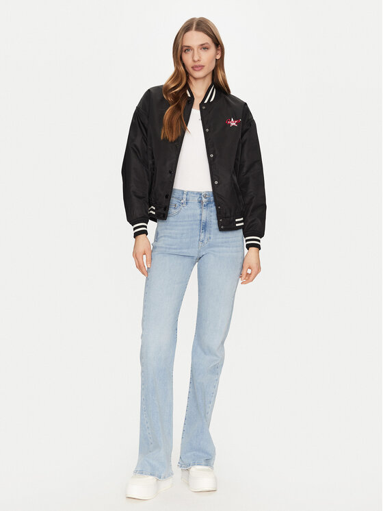 Guess Jeans Guess Jeans Μπόμπερ μπουφάν W5RL43 WHAA2 Μαύρο Regular Fit