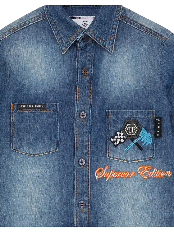 PHILIPP PLEIN PHILIPP PLEIN Koszula jeansowa 28131 Błękitny Basic Fit