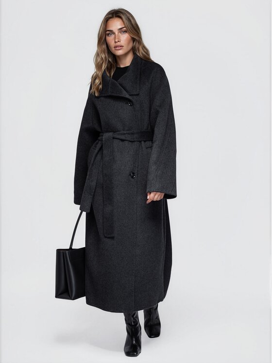 Ombre Ombre Kabát pro přechodné období OW-CT-E0035 Černá Relaxed Fit