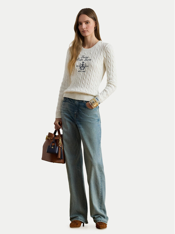 LAUREN RALPH LAUREN LAUREN RALPH LAUREN Megztinis 200P03508003 Balta Slim Fit