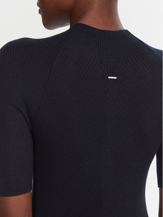 BOSS BOSS Bluză cu gât Faleri 50542885 Bleumarin Regular Fit