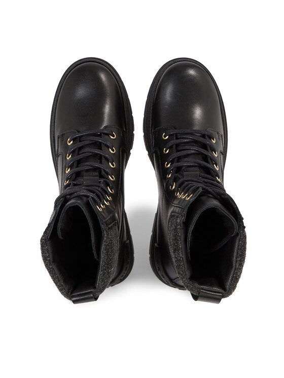 Tommy Hilfiger Tommy Hilfiger Trzewiki Feminine Felt Lace Up Bootie FW0FW07500 Czarny