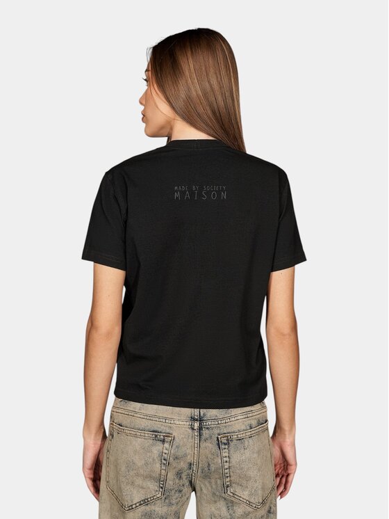 MADE BY SOCIETY MADE BY SOCIETY T-Shirt Noir Élément - T27904 Czarny Basic Fit