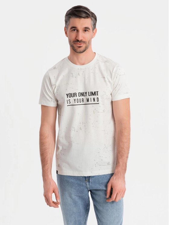 Ombre Ombre T-Shirt OM-TSFP-0187 Biały Regular Fit