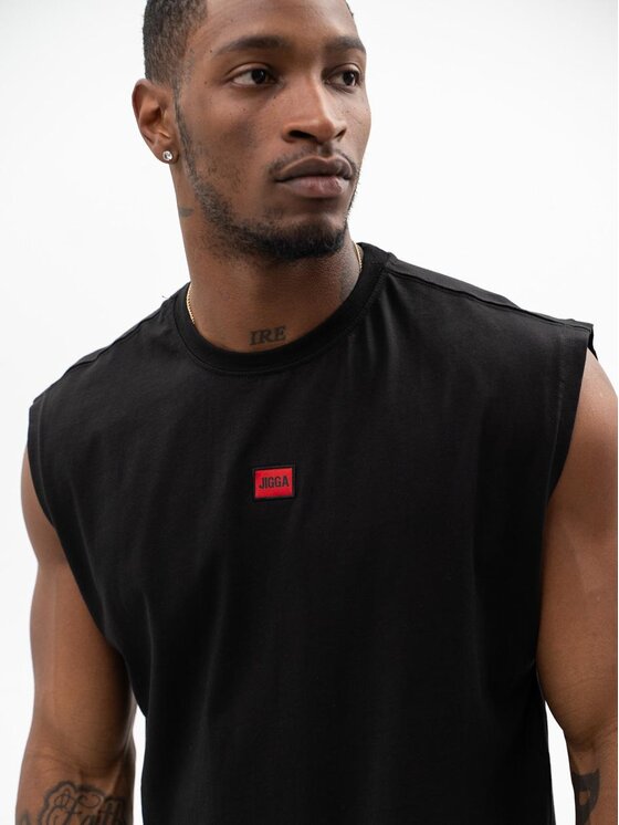 Jigga Wear Jigga Wear Bezrękawnik Koszulka Bez Rękawów Męska Czarna Jigga Wear Badge Sleeveless XXL Czarny Regular Fit