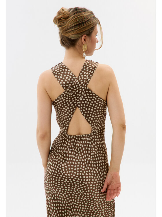 Mirons Mirons Sukienka wieczorowa print Brązowy Feminine Fit