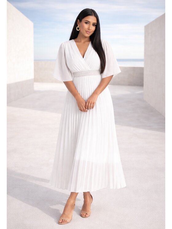 FIGL FIGL Večerní šaty M1294 Bílá Feminine Fit