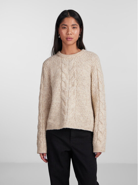 Pieces Pieces Пуловер 17140372 Бежов Regular Fit