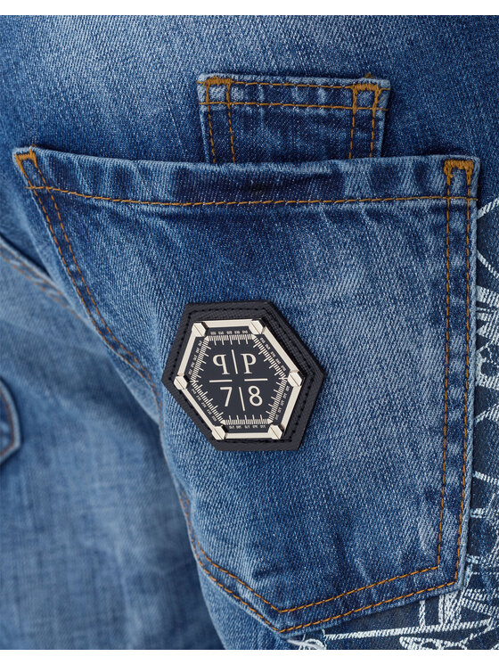 PHILIPP PLEIN PHILIPP PLEIN Džínsy 30757 Modrá Straight Fit