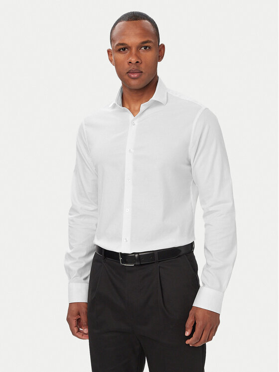 Calvin Klein Srajca LV019EU120 Bela Slim Fit