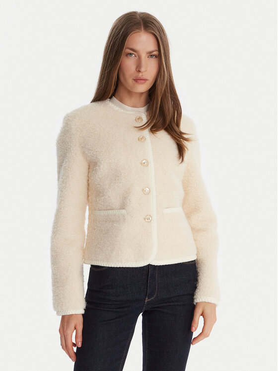Guess Guess Báránybőr kabát W5BL69 W3860 Ekru Regular Fit