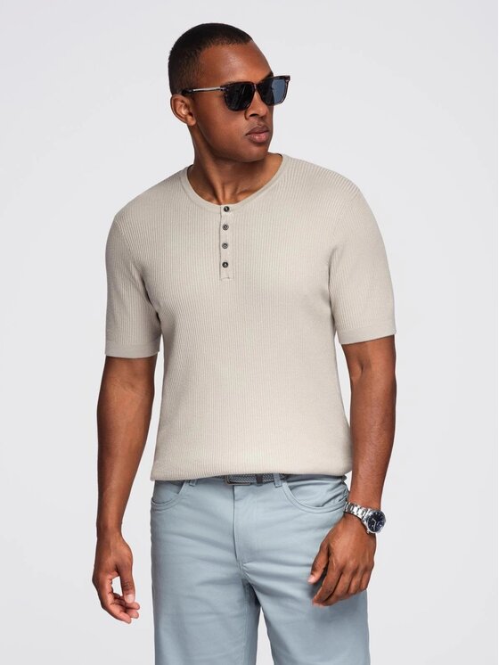 Ombre Ombre T-Shirt OM-TSCT-0254 Szary Slim Fit