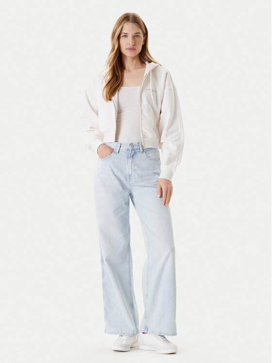 Tommy Jeans Tommy Jeans Majica dugih rukava Linear DW0DW21163 Écru Boxy Fit