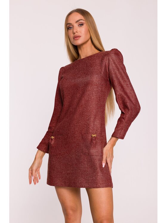 Made of Emotion Made of Emotion Sukienka wieczorowa M870 Bordowy Modern Slim Fit