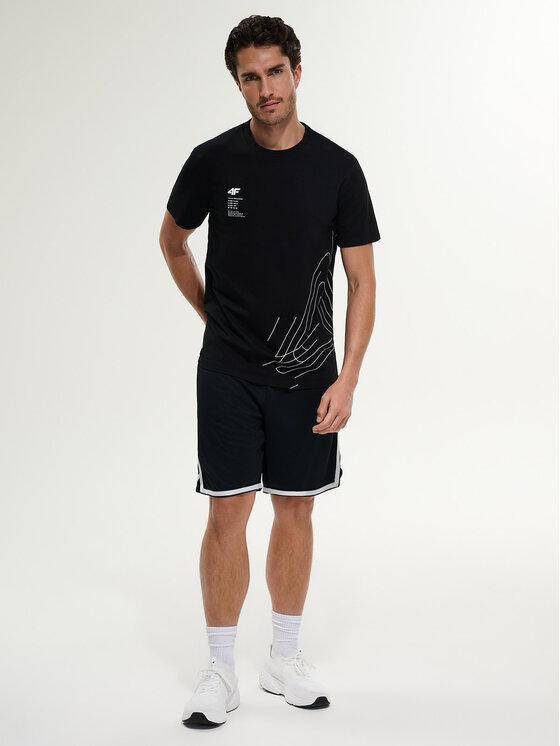 4F 4F T-Shirt MONOCHROME MOVEMENT Czarny Regular Fit