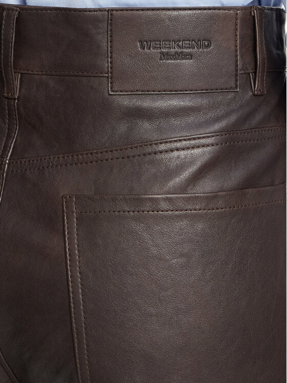 Weekend Max Mara Weekend Max Mara Παντελόνι δερμάτινο Deserto 2625436012 Σκούρο καφέ Regular Fit