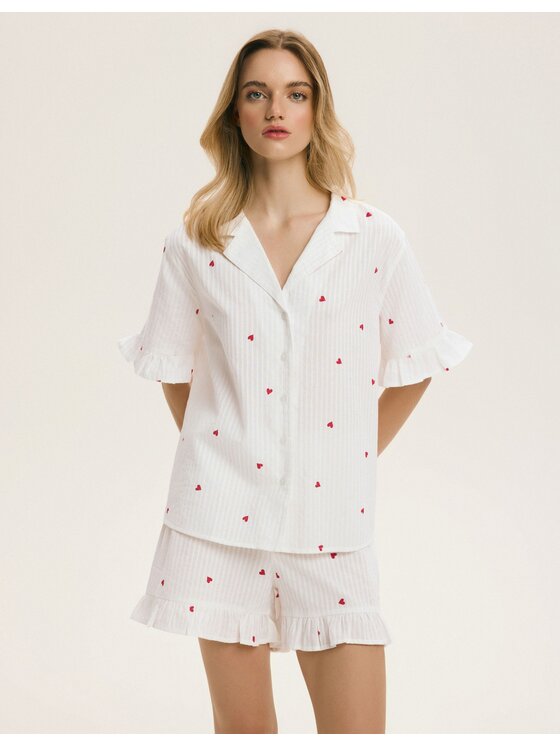 Esotiq Esotiq Piżama 45193 Biały Regular Fit