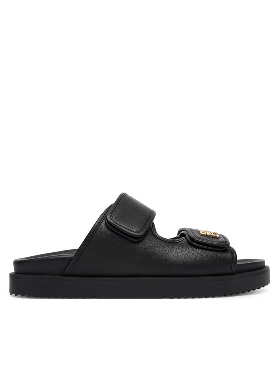 Tommy Hilfiger Tommy Hilfiger Nazouváky Double Strap Leather Sandal FW0FW09121 Černá