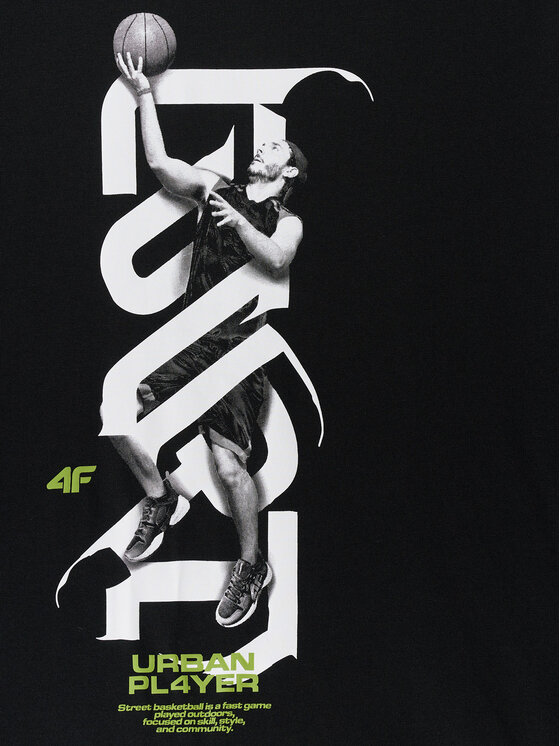 4F 4F T-Shirt FLUID EXPRESSIONS Czarny Regular Fit