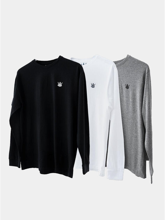 Jigga Wear Jigga Wear Longsleeve Koszulka Z Długim Rękawem Jigga Wear Mini Crown Czarna / Biała / Szara 3XL Czarny Regular Fit
